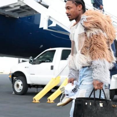 Stefon Diggs é visto com Birkin rara e botas de pele antes do Super Bowl 2026