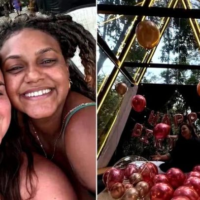 Ex-BBB Jessi Alves surpreende namorada no aniversário com gesto romântico