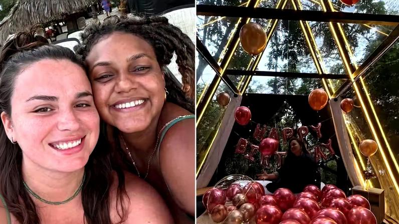 Ex-BBB Jessi Alves faz surpresa romântica no aniversário da namorada: 'Acho que amou' — Foto: Reprodução/Instagram