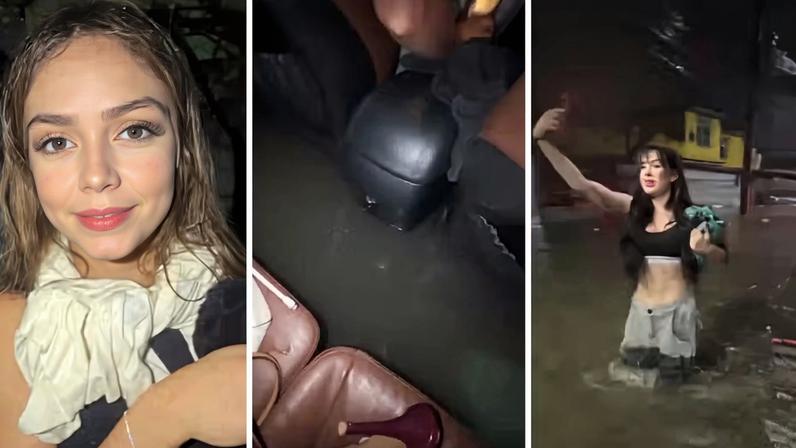 Carro de Melody fica preso em enchente no RJ e cantora precisa escapar a pé; veja vídeo — Foto: Reprodução/Instagram