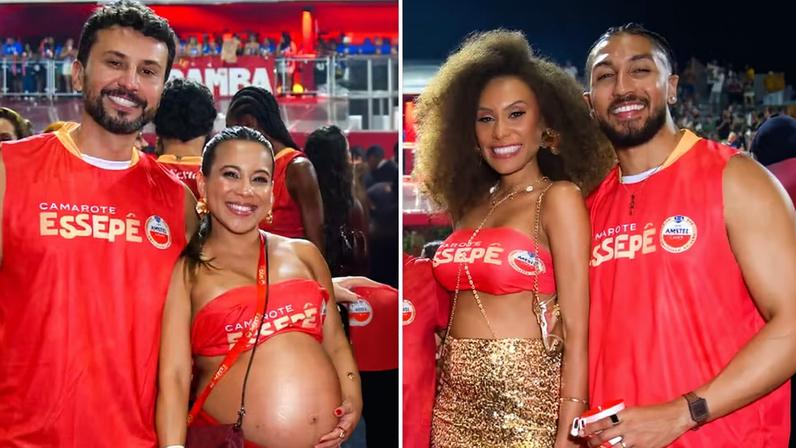 Gravidíssimas, ex-participantes de Casamento às Cegas se encontram durante Carnaval de SP — Foto: Andy Santana / Brazil News