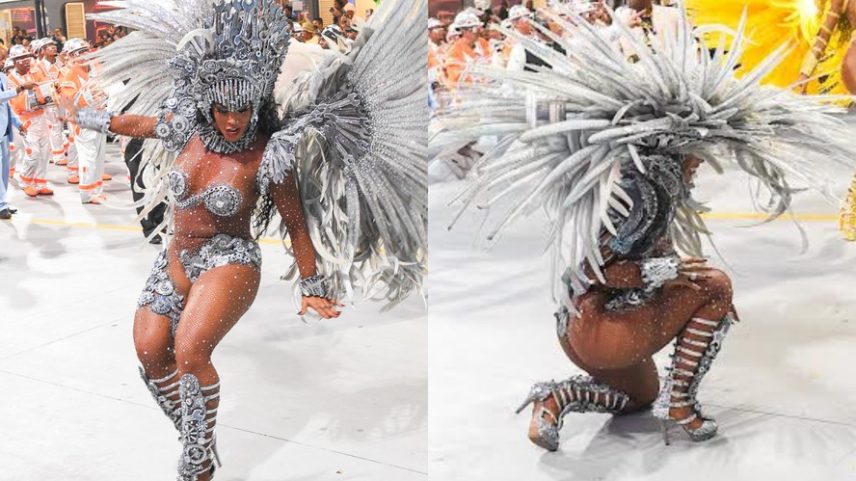 Madrinha da Vai-Vai, Rosiane Pinheiro cai na avenida durante desfile