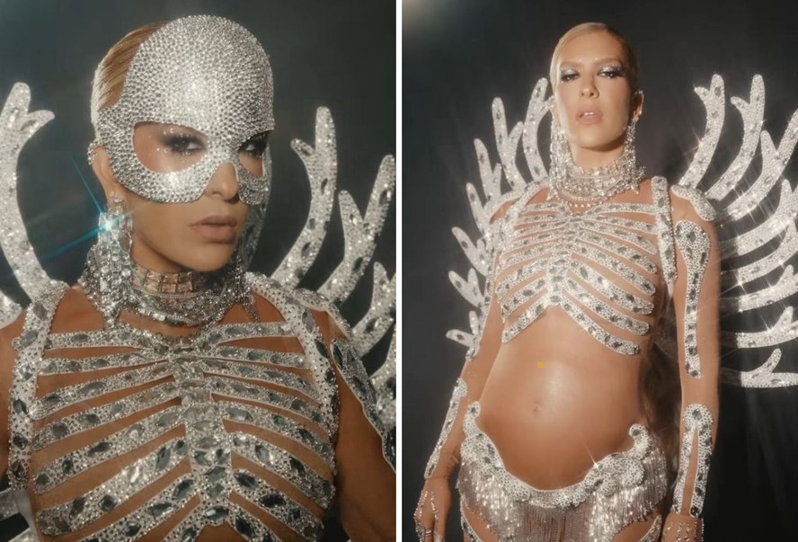Lore Improta deixa barrigão de seis meses de gravidez à mostra em desfile da Viradouro