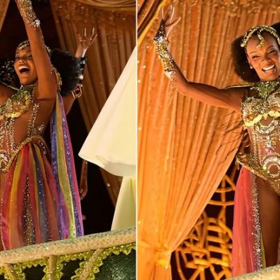 Thelma Assis desfila na comissão de frente da Mocidade Alegre