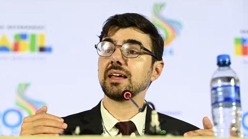 Guilherme Mello, secretário de política econômica do Ministério da Fazenda, durante encontro de ministros de finanças do G20 — Foto: André Ribeiro/TheNews2/Estadão Conteúdo
