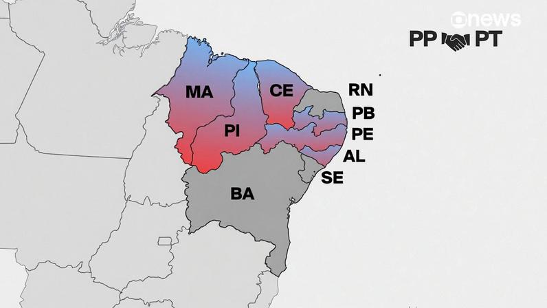PP deve abrir palanque para Lula em 6 estados; veja mapa de aliança com o PT. — Foto: Arte/GloboNews