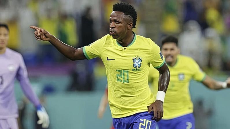 Vini Jr celebra gol marcado pelo Seleção Brasileira contra a Coreia do Sul na Copa de 2022 no Catar