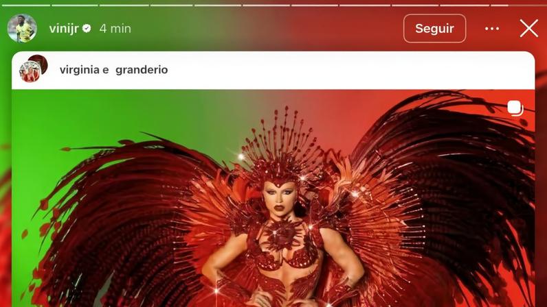 Vini Jr fez post para Virginia Fonseca após desfile — Foto: Reprodução/Instagram