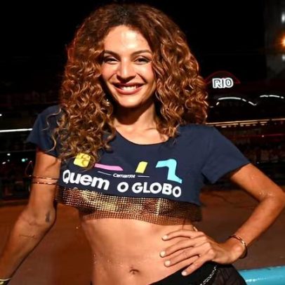 Gabriela Loran, de Três Graças, curte desfile campeãs no Camarote Quem O Globo