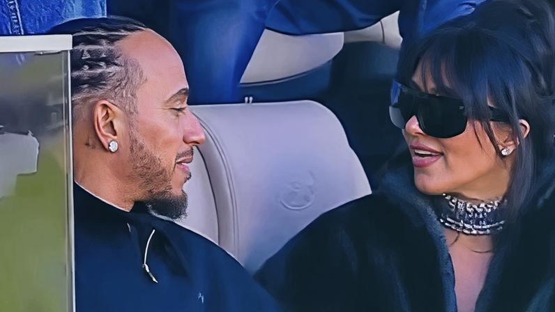 Kim Kardashian e Lewis Hamilton exibem estilo no Super Bowl 2026