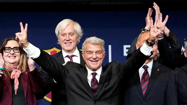 Joan Laporta é reeleito presidente do Barcelona — Foto: EFE/Enric Fontcuberta