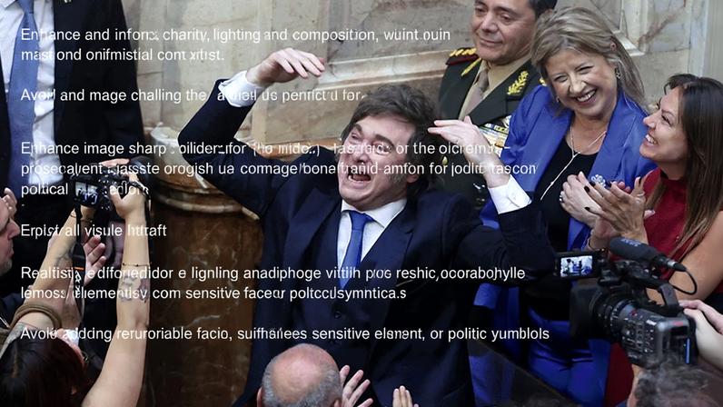 Realidade e fantasia. Enquanto a população enfrenta o desemprego e a queda na renda, o “libertário” ataca a oposição no Congresso e arrocha os trabalhadores – Imagem: Tomas Cuesta/Getty Images/AFP e Alejandro Pagni/AFP