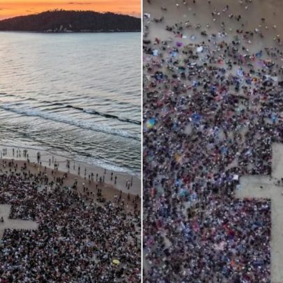 Milhares participam de ato religioso com cruz em praia de Santa Catarina