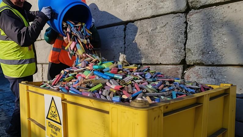 Mais de 6 milhões de vapes descartados semanalmente no Reino Unido, estudo