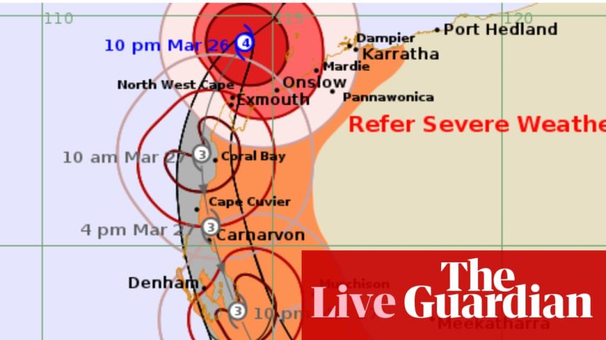 Ciclone Narelle aproxima-se de cidades de WA; caso Sandilands em tribunal