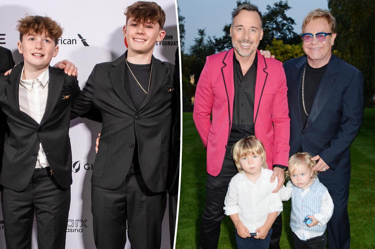 Elton John and David Furnish’s sons, Zachary and Elijah (pictured here in a photo from March 2025), posed for a new family portrait obtained by People.
