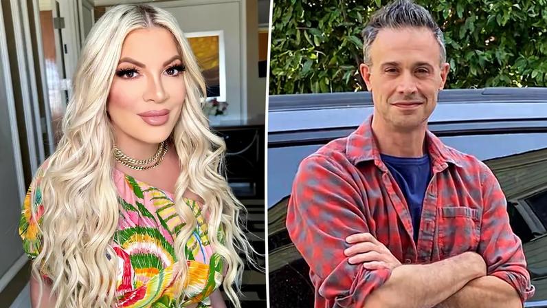 Tori Spelling (pictured above posing for a photo) recalled her first and only date with Freddie Prinze Jr. that was “ruined” by her friends on her “MisSPELLING” podcast.