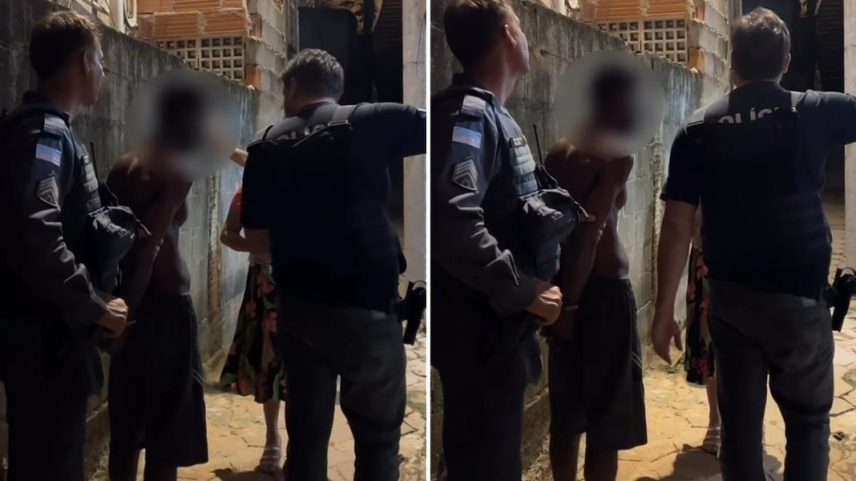 O momento da prisão em frente à igreja. (Foto: Reprodução/Instagram/Delegado Leandro Sperandio)