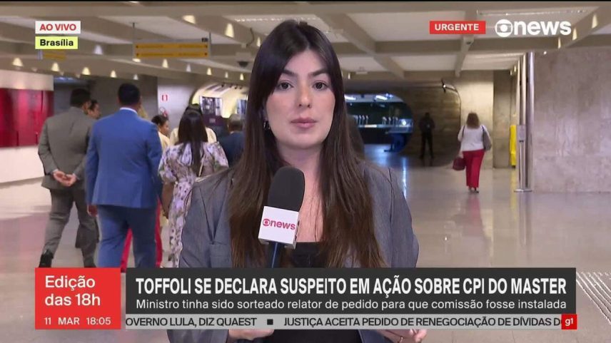 Toffoli se declara suspeito em ação sobre CPI do Master