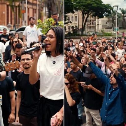 Multidão celebra em Juiz de Fora após templo ser destruído