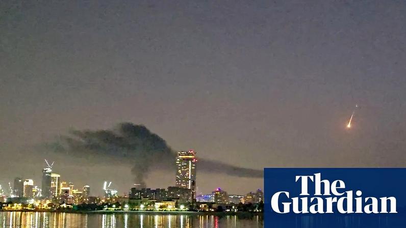 Social media videos showed smoke rising from the luxury hotel where four people were injured amid Iranian retaliatory strikes