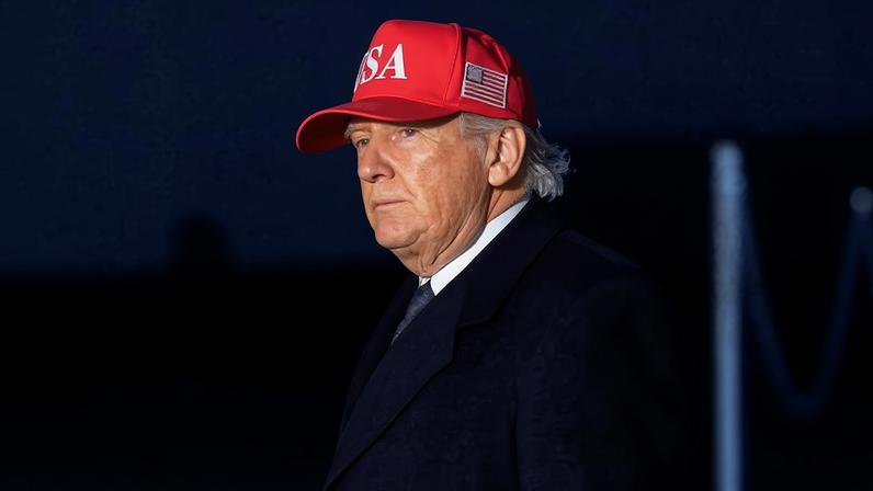 Donald Trump wearing a USA baseball hat