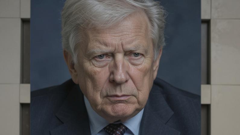 A portrait of US president Donald Trump is seen through the snow in Washington, DC, 2 March 2026.
