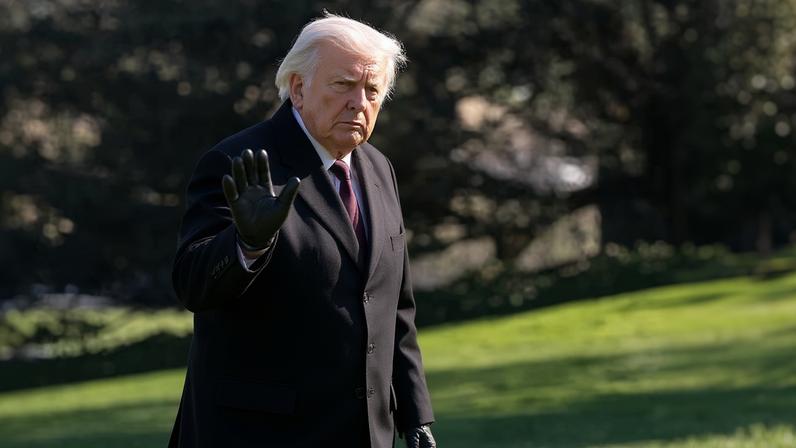 Donald Trump returning to the White House after attending a dignified transfer for US air force members killed in Iraq, 18 March 2026.