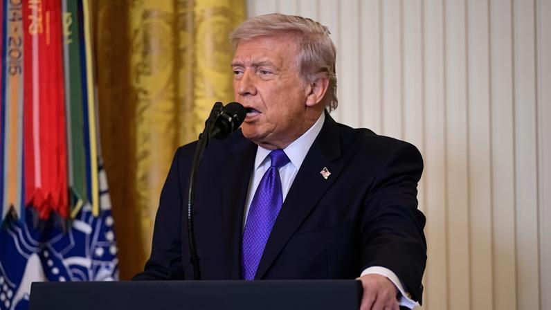 US President Donald Trump speaks about Operation Epic Fury against Iran, which he said could last four to five weeks, or longer.