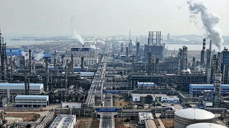 An oil refining plant in Qingdao, Shandong, China.