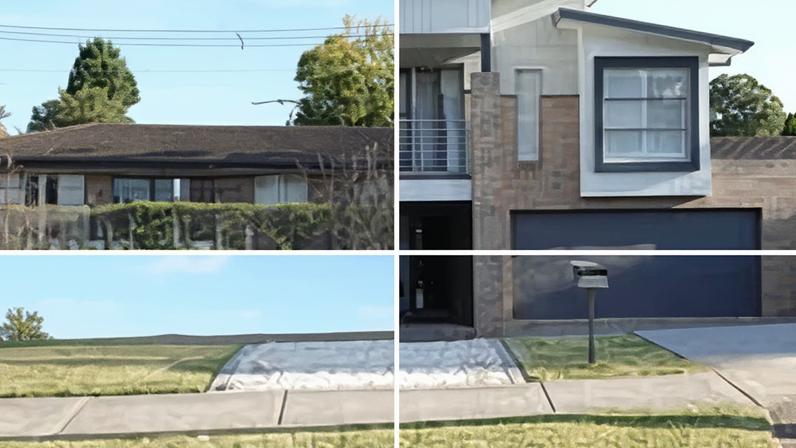 Homes in Winston Hills, Parramatta, show how front gardens become smaller after redevelopments.