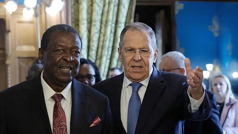Russian foreign minister Sergey Lavrov welcomes his Kenyan counterpart Musalia Mudavadi for talks in Moscow. Kenya said it had agreed with Russia that Kenyans would no longer be eligible for signing up to fight in the war with Ukraine.