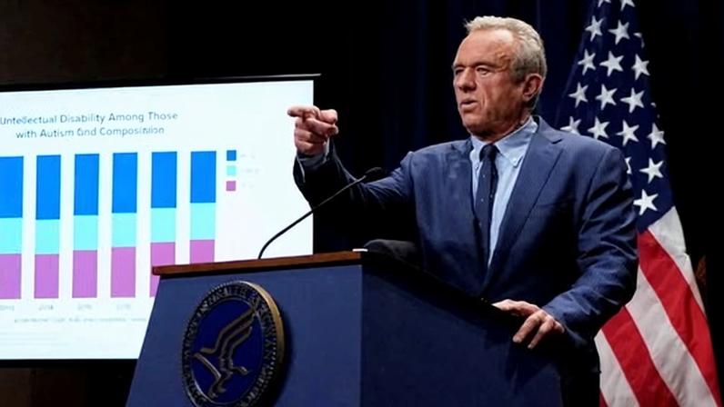 Robert F Kennedy Jr discusses the findings of the CDC’s latest Autism and Developmental Disabilities Monitoring (ADDM) Network survey, in Washington DC on 16 April 2025.