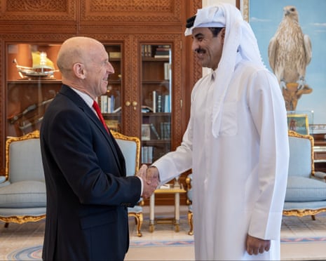 The Emir of Qatar, Sheikh Tamim bin Hamad Al Thani met John Healey, UK defence secretary, in Doha, Qatar.