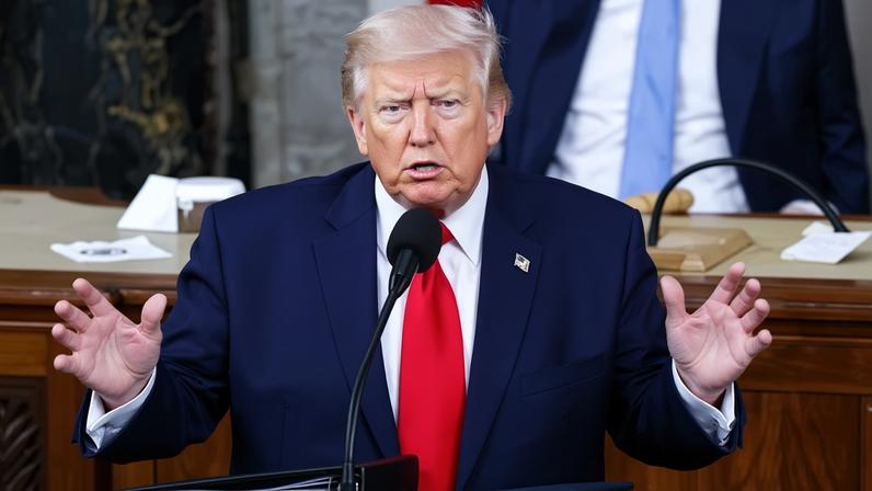Donald Trump delivers his State of the Union address in Washington DC on 24 February.