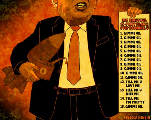 Rebecca Hendin comenta plano de paz de 15 pontos de Trump - cartoon