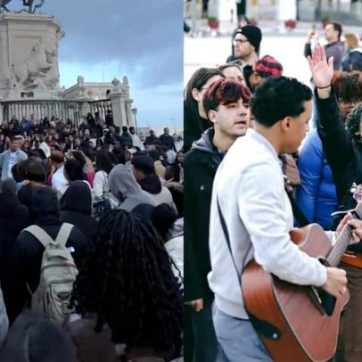 Centenas de jovens se reúnem para adorar em praça de Portugal