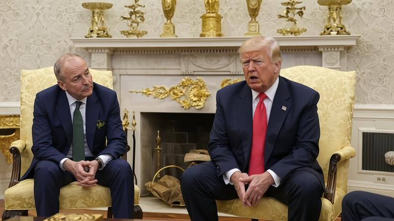 Micheál Martin with Donald Trump at the White House in 2025.