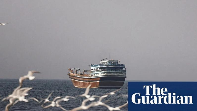 A boat in the strait of Hormuz seen from Musandam, Oman, 2 March 2026.