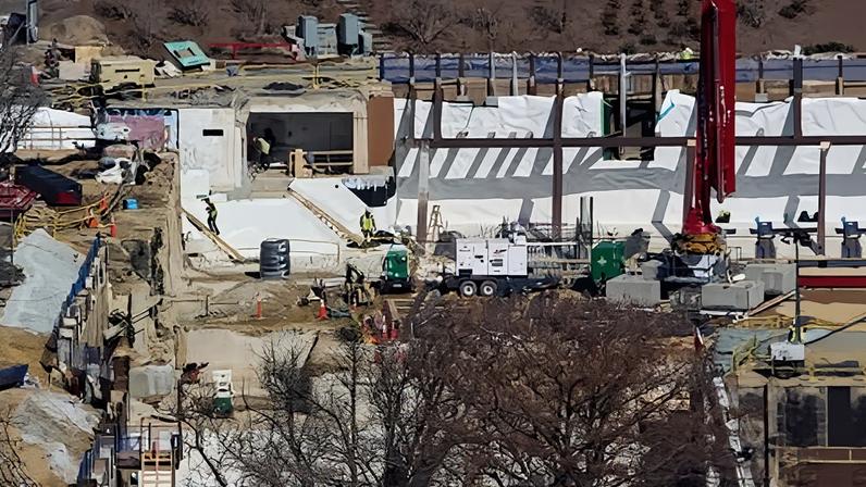 Construction of the White House ballroom on 10 March 2026, where the East Wing once stood.