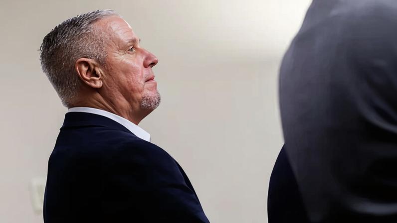 Colin Gray reacts after a jury convicted him of second-degree murder and involuntary manslaughter in Winder, Georgia, on Tuesday.