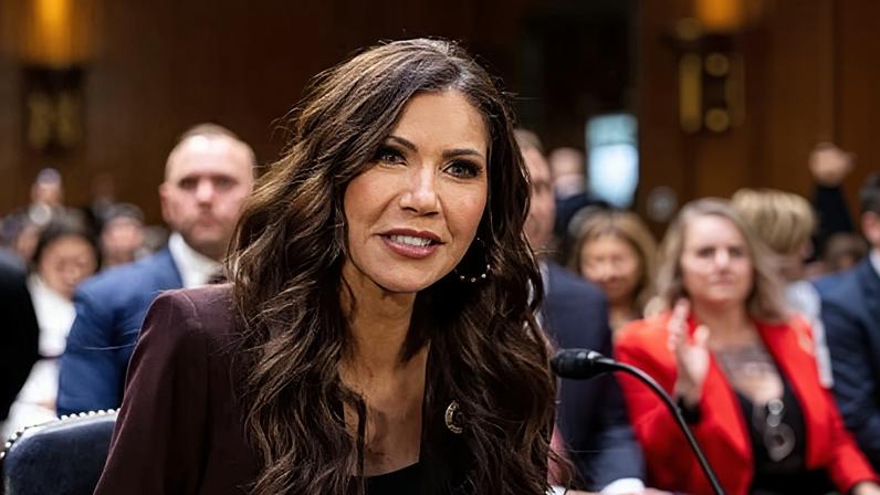 Kristi Noem at a Senate judiciary committee oversight hearing in Washington DC on 3 March 2026.