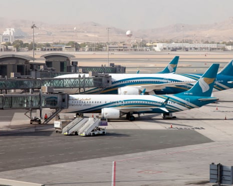 Muscat airport in Oman, from where the UK-chartered rescue flight is due to take off.
