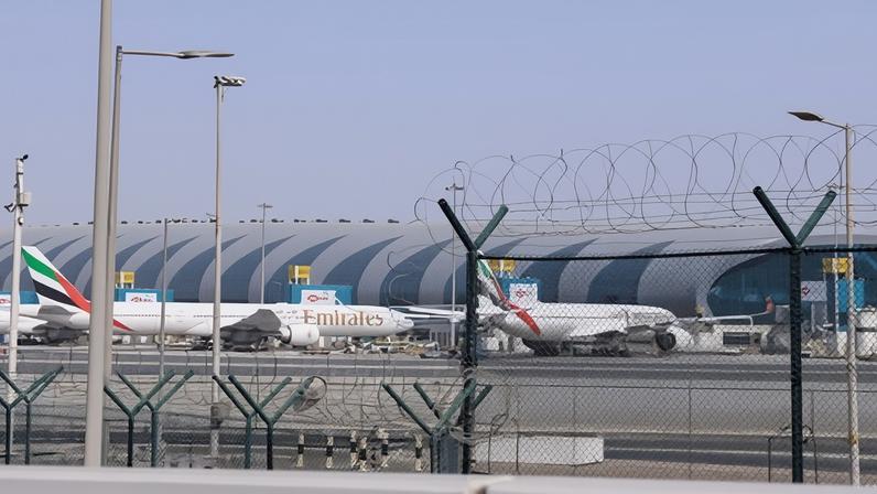 Planes parked at Dubai airport. Thousands of flights have been cancelled amid conflict in the Middle East.