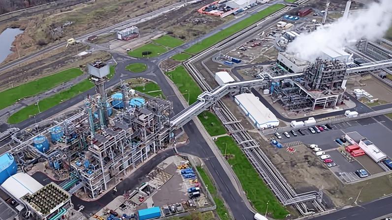 Aerial view of the factory in Wilton, north-east England, which employs about 80 people and makes aniline, a chemical used in car seats and aircraft components.