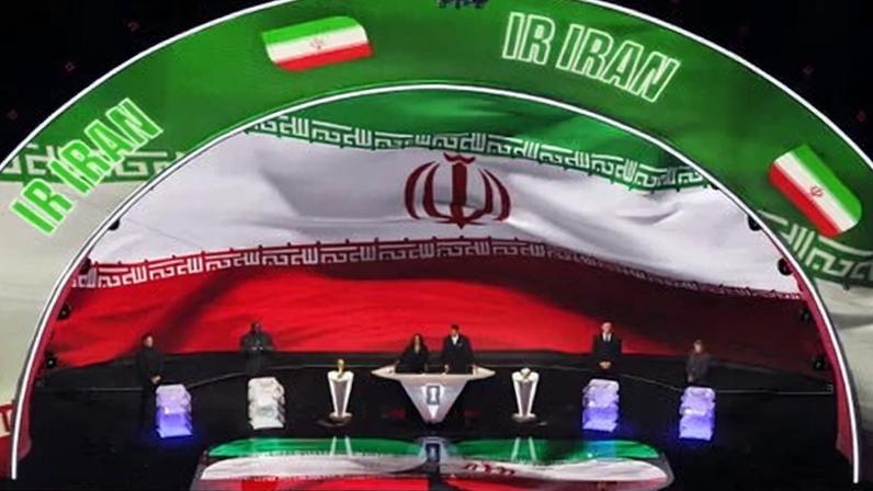Iran's colours at the World Cup draw.