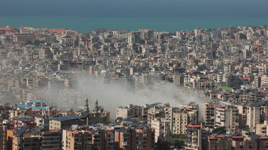 Smoke rises after Israeli strike on Beirut's southern suburbs