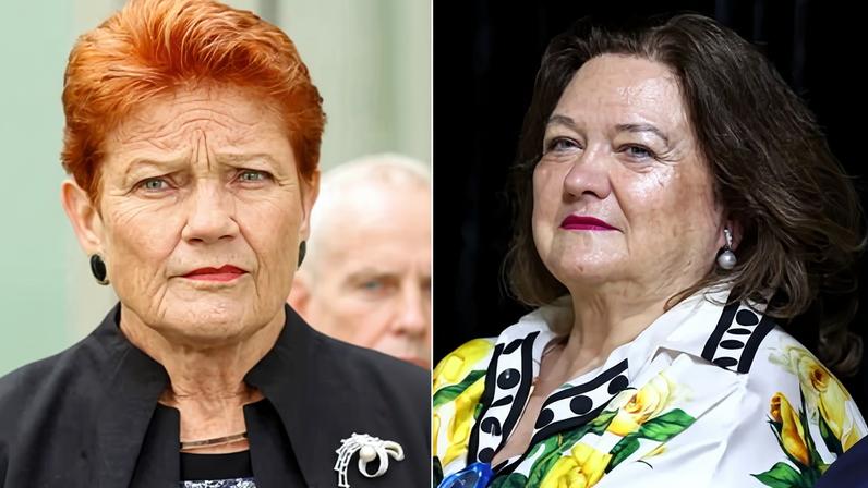 Composite image of Pauline Hanson and Gina Rinehart. Hanson was invited to an event to celebrate the opening of a student accommodation building in Victoria named in honour of Rinehart’s family.