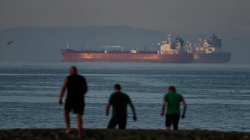 Oil tankers sit anchored off the coast of Seal Beach on March 17, 2026 in Seal Beach, California. Using emergency powers, the Trump administration has ordered oil and gas company Sable Offshore Corp. to resume offshore oil production off California’s coast to boost domestic supply as oil prices rise amid the war with Iran.