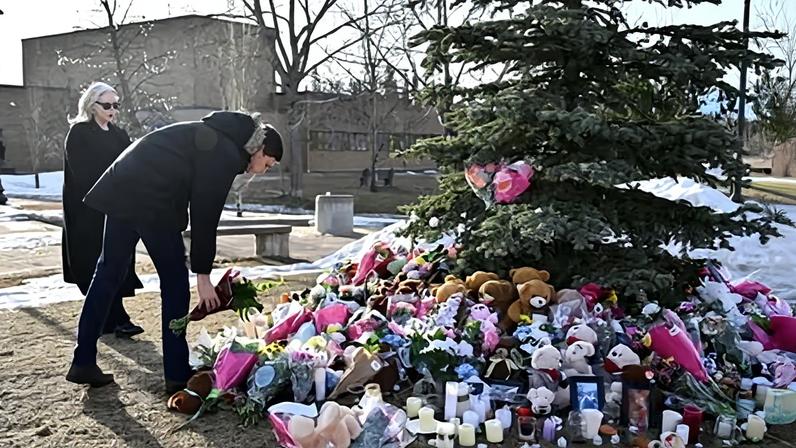A memorial site after a deadly mass shooting took place at a school in the town of Tumbler Ridge, British Columbia, Canada on 12 February 12, 2026.